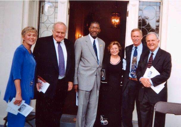 The Women's Emergency Committee and Lost Year 45th Anniversary event, held at the Terry Mansion on September 14th, 2003. Left to Right: Dr. Sonrda Gordy and Sandy McMath, Reverend Wendell Griffen, Speakers. Sandra Hubbard, Organizer and Congressman Vic Snyder, Speaker. Former Governor/Senator David Pryor, Master of Ceremonies. Not Pictured: Pat House, WEC Chair